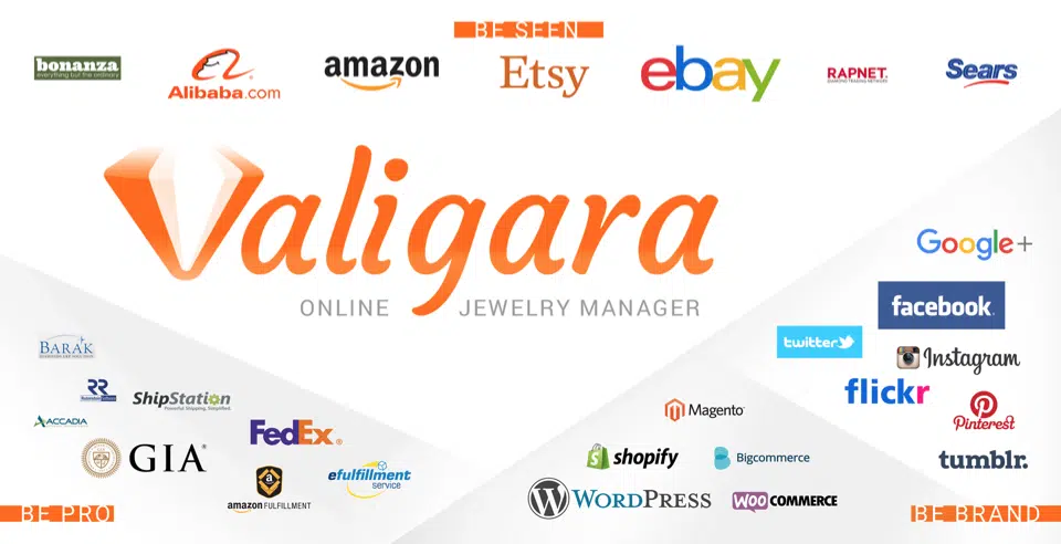 Valigara features more than 150 integrations for jewelry business online
